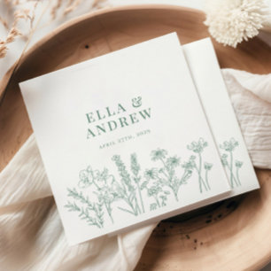 Guardanapo De Papel Casamento de Elegante primavera Verde Boho Wildflo