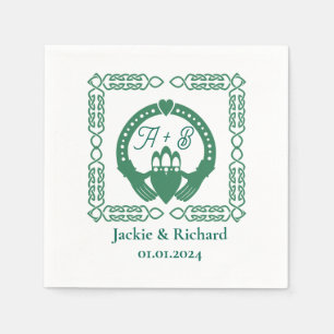 Guardanapo De Papel Casamento de Emerald Green Celtic Knot Claddagh