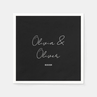 Guardanapo De Papel Casamento de empate preto elegante