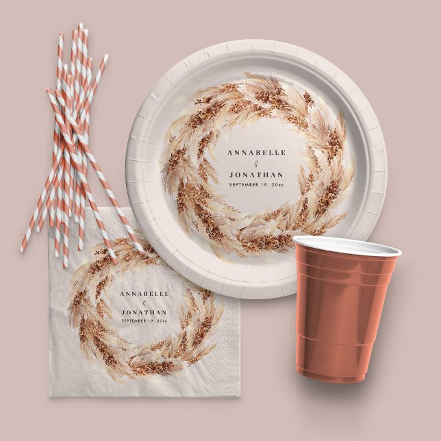 Guardanapo De Papel Casamento de erva natural da boêmia moderna (Criador carregado)