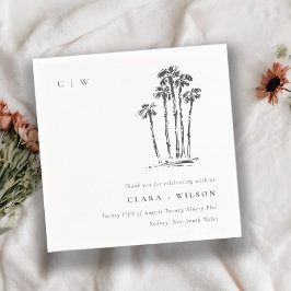 Guardanapo De Papel Casamento de esboço de palmeira tropical costeira 