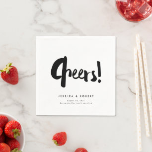 Guardanapo De Papel Casamento de Escovas Negras Modernas de Cheers Edg