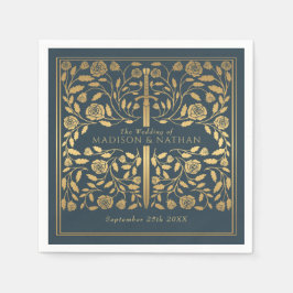 Guardanapo De Papel Casamento de Espadas Douradas da cinza Real Mediev