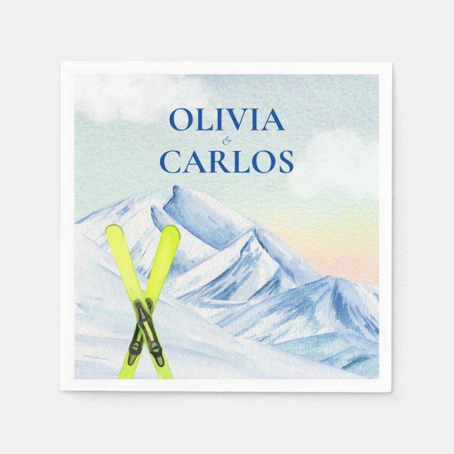 Guardanapo De Papel Casamento de estância de esqui nas montanhas (Frente)