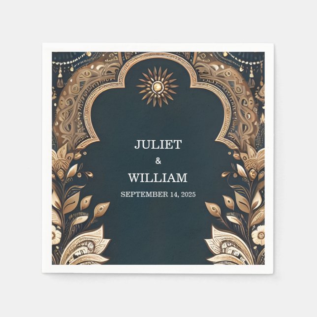Guardanapo De Papel Casamento de Estilo Indiano Palace Hindi Henna Meh (Frente)