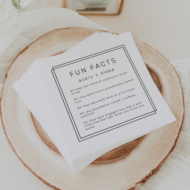 Guardanapo De Papel Casamento de Fato de Divertimento Moderno e Minima (AVERY Modern Minimalist Fun Fact Wedding Napkins)