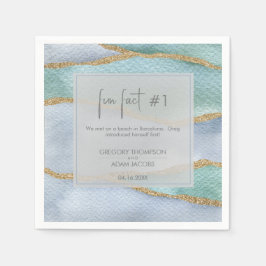 Guardanapo De Papel Casamento de Fatos Azuis Dourados com Cor de Água 