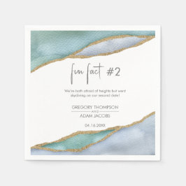 Guardanapo De Papel Casamento de Fatos Azuis Dourados com Cor de Água 