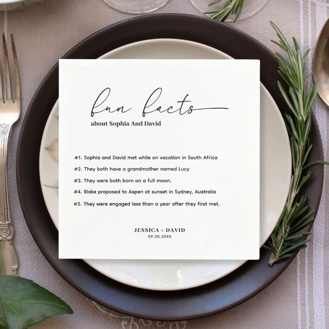 Guardanapo De Papel Casamento de Fatos de Diversão de Script Minimalis (Criador carregado)