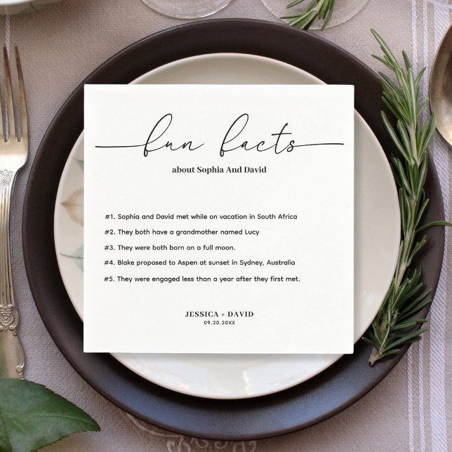 Guardanapo De Papel Casamento de Fatos de Diversão de Script Minimalis (Criador carregado)