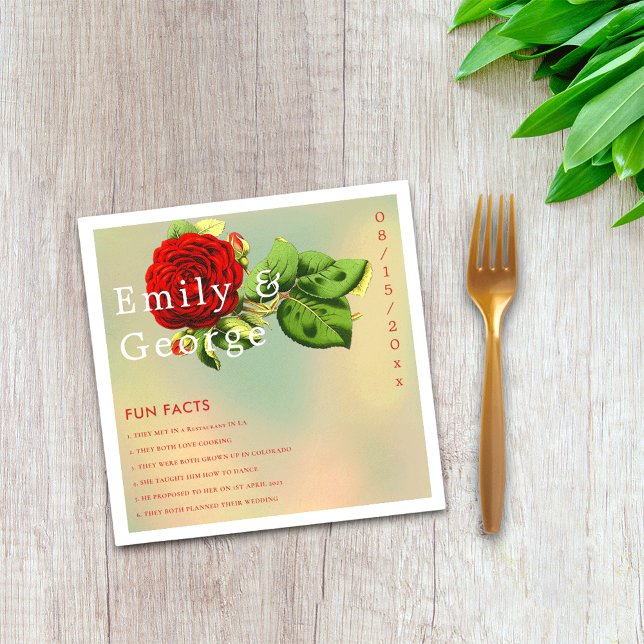 Guardanapo De Papel Casamento de Fatos Florais Românticos de Rosa verm (Criador carregado)