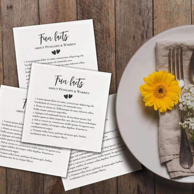 Guardanapo De Papel Casamento de Fatos Românticos Bonitos (Criador carregado)