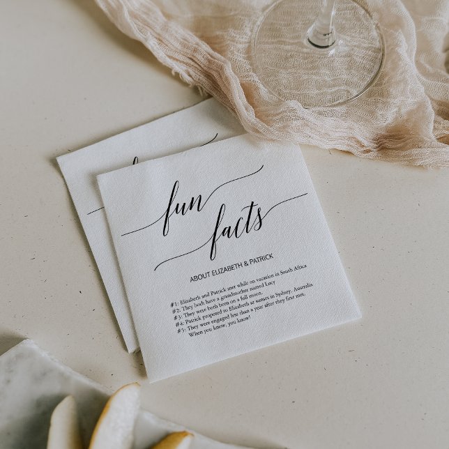 Guardanapo De Papel Casamento de Fatos Simples e Simples Moderno Elega (Elegant Modern Minimal Simple Fun Fact Wedding Napkins)