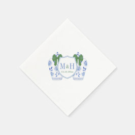 Guardanapo De Papel Casamento de férias verdes azuis monograma