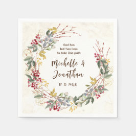 Guardanapo De Papel Casamento De Ferro Botânico De Berries Vermelhos D