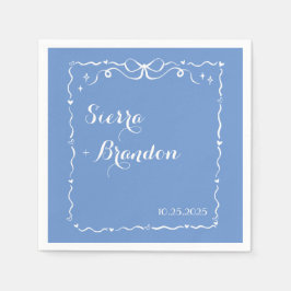 Guardanapo De Papel Casamento de Fita Azul Personalizada Moderna Napki