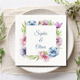 Guardanapo De Papel Casamento de Flor com Anêmona de Aquarela