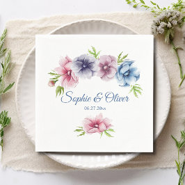Guardanapo De Papel Casamento de Flor com Anêmona de Aquarela