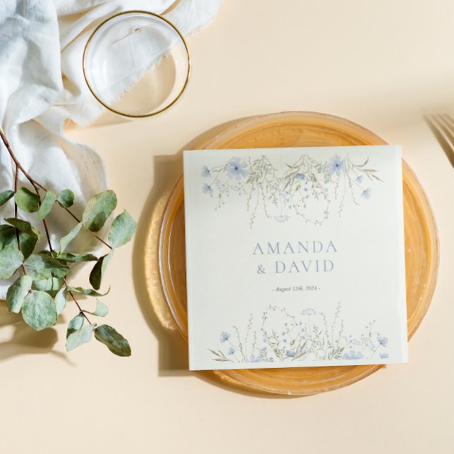 Guardanapo De Papel Casamento de Flor Selvagem Azul (Criador carregado)