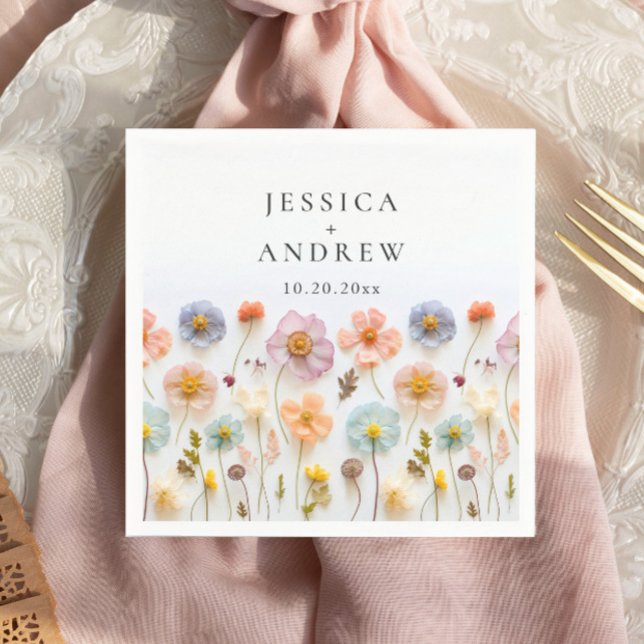 Guardanapo De Papel Casamento de Flor Selvagem Rosa-Rosa Pastel Elegan (Criador carregado)