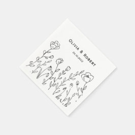 Guardanapo De Papel Casamento de Flor Selvagem Russo Minimalista