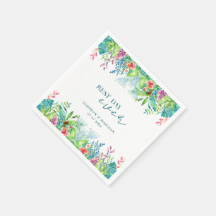 Guardanapo De Papel Casamento De Flor Tropical Pintada À Mão