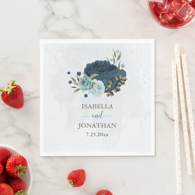 Guardanapo De Papel casamento de flores azuis-claras marinhos (Insitu)