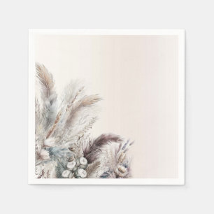 Guardanapo De Papel Casamento de Flores Boêmias Terrosas com Penas