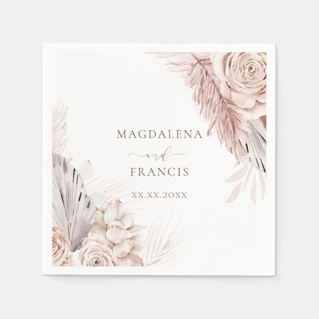 Guardanapo De Papel casamento de flores boho (Frente)