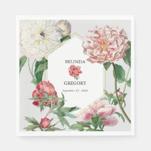 Guardanapo De Papel Casamento de Flores Brancas Cor-de-Água Rosa