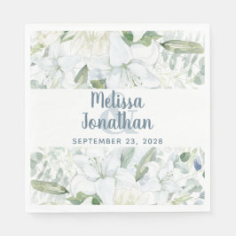 Guardanapo De Papel Casamento de flores brancas florais com aquarela r