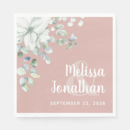 Guardanapo De Papel Casamento de flores brancas florais com aquarela r