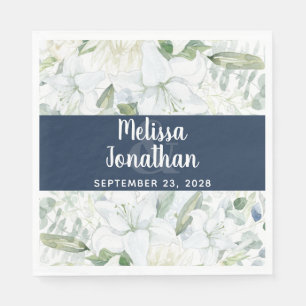 Guardanapo De Papel Casamento de flores brancas florais com aquarela r