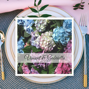 Guardanapo De Papel Casamento de Flores Coloridas Hydrangea