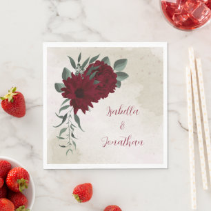 Guardanapo De Papel Casamento de flores da Borgonha