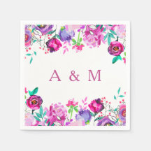 Casamento de Flores de Aquarela Púrpura Rosa