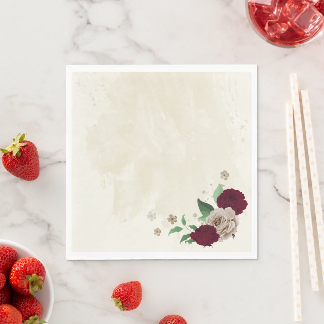 Guardanapo De Papel Casamento de flores de champanhe borgonha (Insitu)