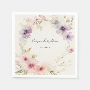 Guardanapo De Papel Casamento de flores de cosmos de aquarela