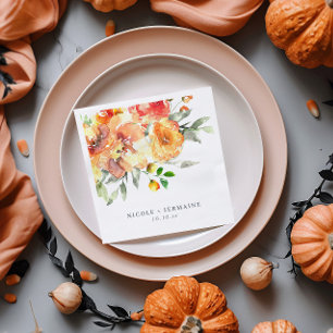 Guardanapo De Papel Casamento de Flores de Laranja Aquarela