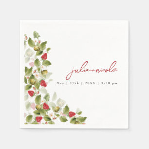 Guardanapo De Papel Casamento de Flores de Morango Selvagens Vermelhas