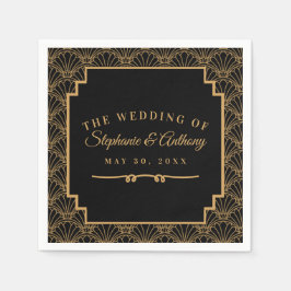 Guardanapo De Papel Casamento de Flores de Ventiladores de Arte Negra 