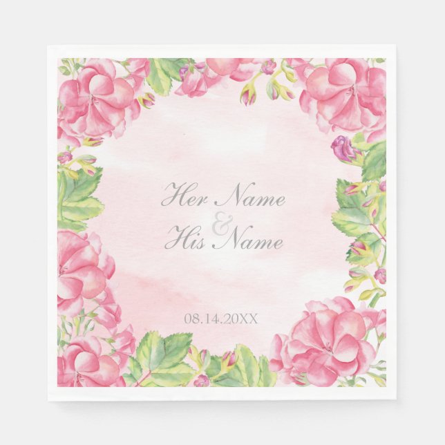 Guardanapo De Papel Casamento de Flores de Verão (Frente)
