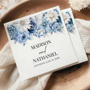 Guardanapo De Papel Casamento de Flores Florais Dusty Blue