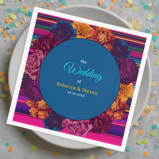 Guardanapo De Papel Casamento de flores mexicanas modernas (Criador carregado)