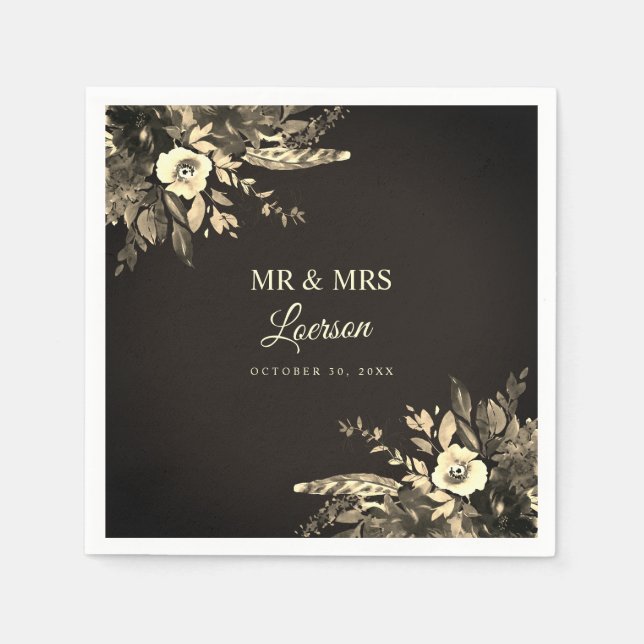 Guardanapo De Papel Casamento de Flores Secas de Moody Autumn Watercol (Frente)