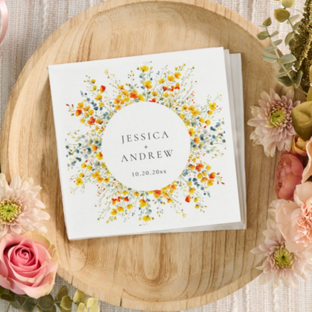 Guardanapo De Papel Casamento de Flores Selvagens de Aquarelas Elegant (Criador carregado)