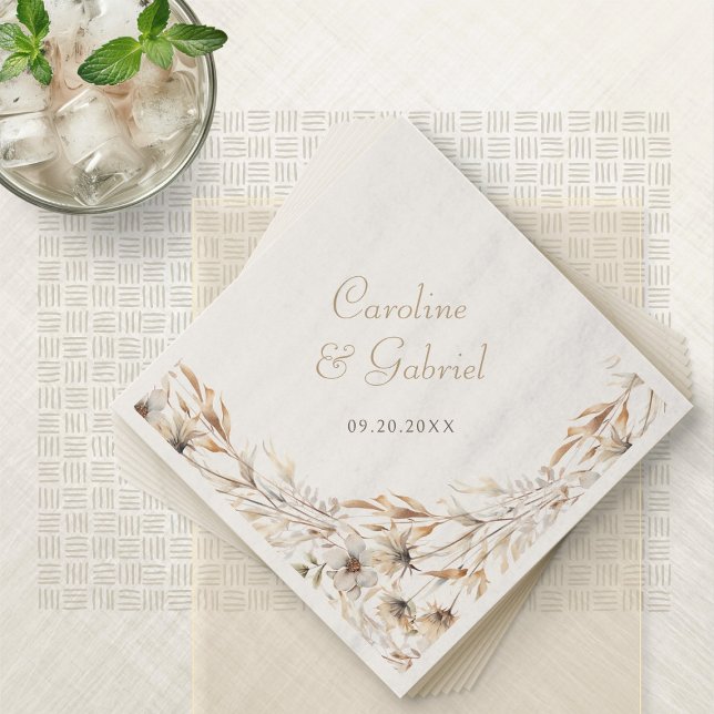 Guardanapo De Papel Casamento de Flores Selvagens de outono Elegante (Criador carregado)