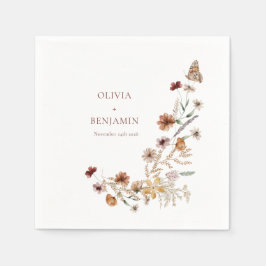 Guardanapo De Papel Casamento de Flores Selvagens Modernas Elegantes B