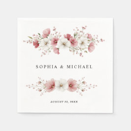Guardanapo De Papel Casamento de Flores Selvagens Rosa