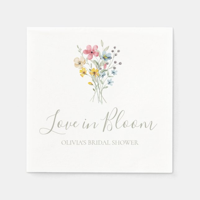 Guardanapo De Papel Casamento de flores silvestres Amor em flor (Frente)